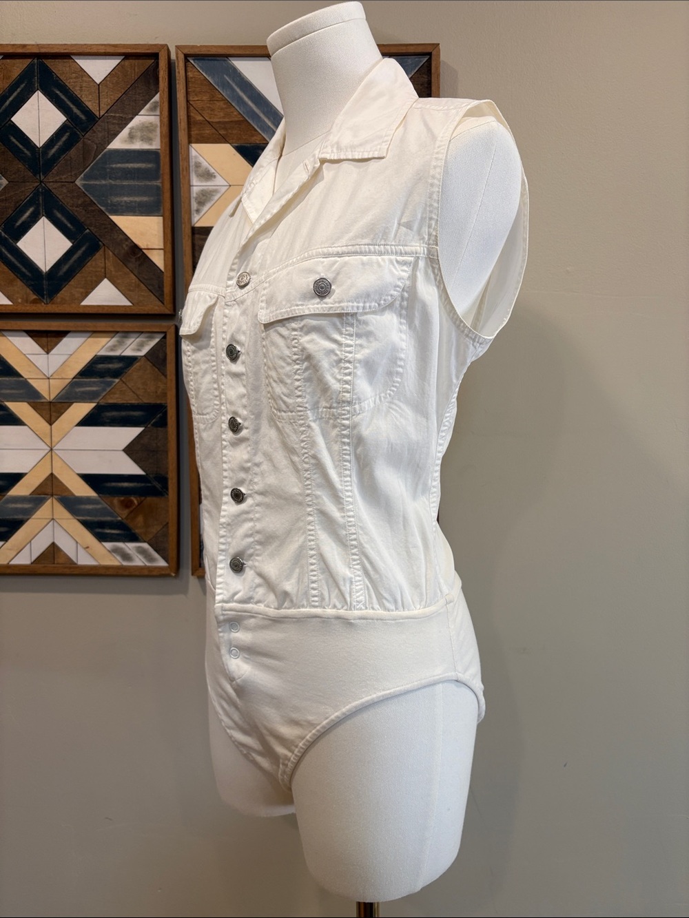 Vintage Ralph Lauren Country White Button-Up Bodysuit Top size Small *As-Is* - Picture 3 of 13